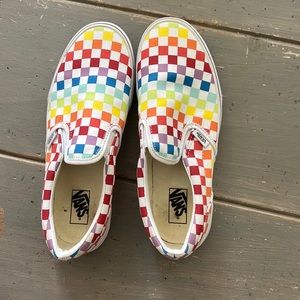 Vans kids Shoes! Worn once! Rainbow checkered print!